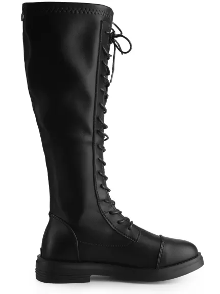 Allegra K- Lace Up Round Toe Lug Sole Boots