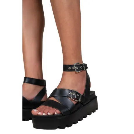 Where's That From - Womens/Ladies Layla Buckle Wide Platform Sandals