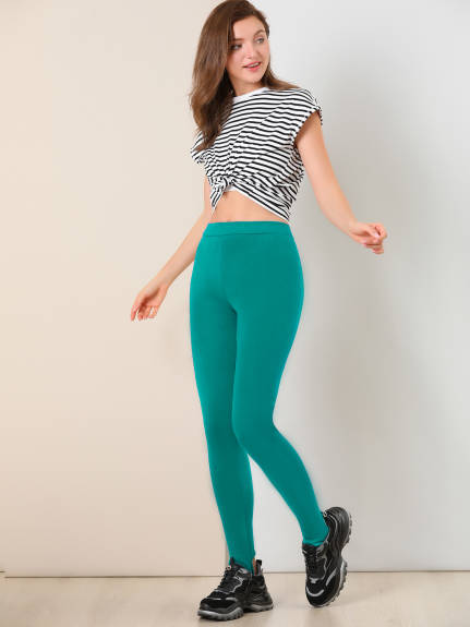 Allegra K - Solid Elastic Yoga Stirrup Leggings Pants