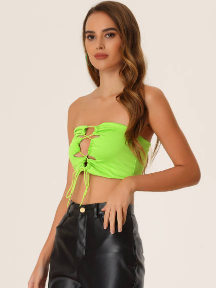 Allegra K - Criss Cross Hollow Out Cami Tube Top