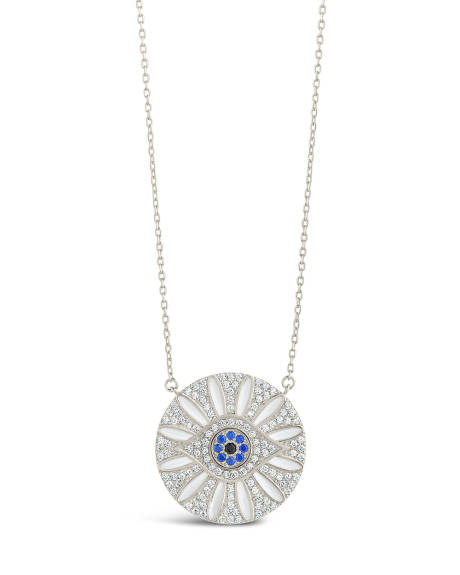 Sterling Forever - Evil Eye & Cz Petal Pendant