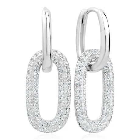 Club Rochelier BOUCLES D'OREILLES DOUBLE BOUCLES ZIRCONE CUBIQUE 3A