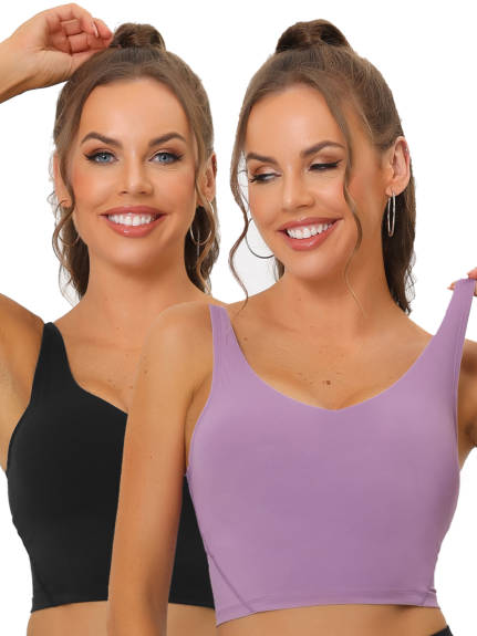 Allegra K - Longline Padded Sports Bra Pack, Purple