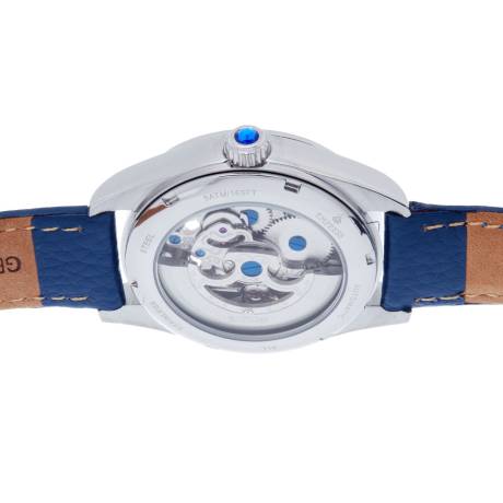 Empress - Magnolia Automatic MOP Skeleton Dial Leather-Band Watch - White/Rose Gold