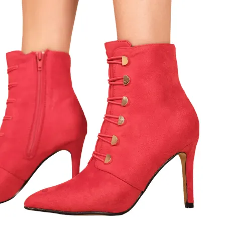 Where's That From - Womens/Ladies Blythe Faux Suede Pointed Button Detail Mid Heel Ankle Boots