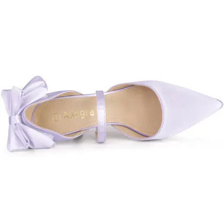 Allegra K - Pointed Toe Bow Decor Stiletto Heel Pump