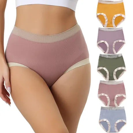 Allegra K- High Waist Stretch Briefs Panties 5 Pack