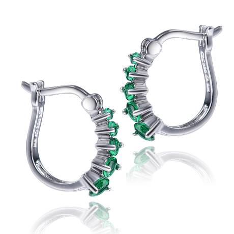 Genevive -Boucles d'oreilles créoles rondes graduées en zircon cubique SS plaqué rhodium