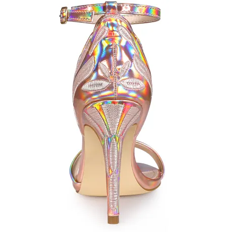 Allegra K- Butterfly Stiletto Heels Metallic Sandals