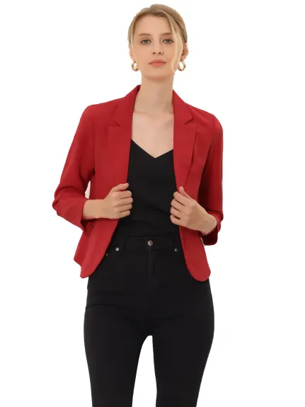 Allegra K- Open Front Crop Suit Blazer Jacket