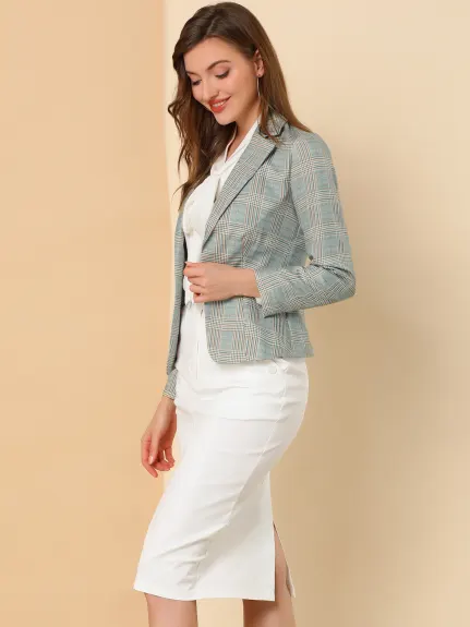 Allegra K- Open Front Notch Lapel Printed Blazer Jacket