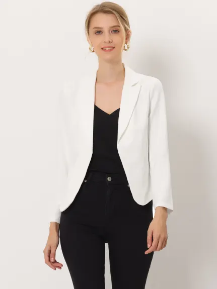 Allegra K- Open Front Casual Crop Suit Blazer Jacket