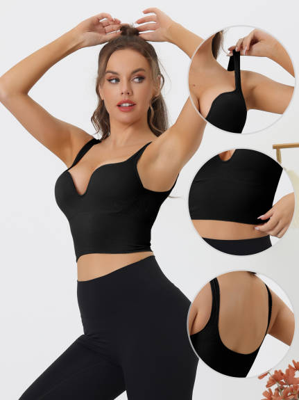 Allegra K- Wirefree Push Up Sports Bra Camisole