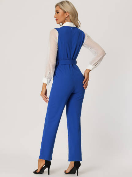 Allegra K - Work High Waist Belted Sleeveless Jumpsuit