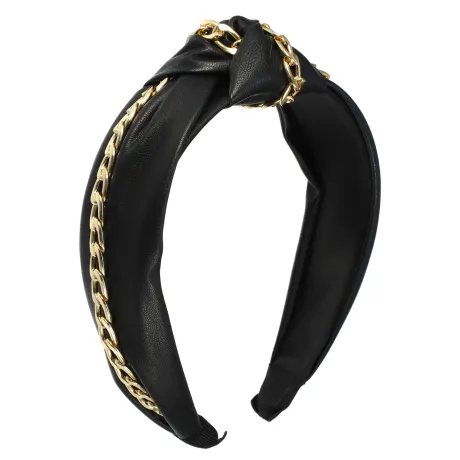 Unique Bargains - PU Leather Chain Decor Cross Knot Headbands