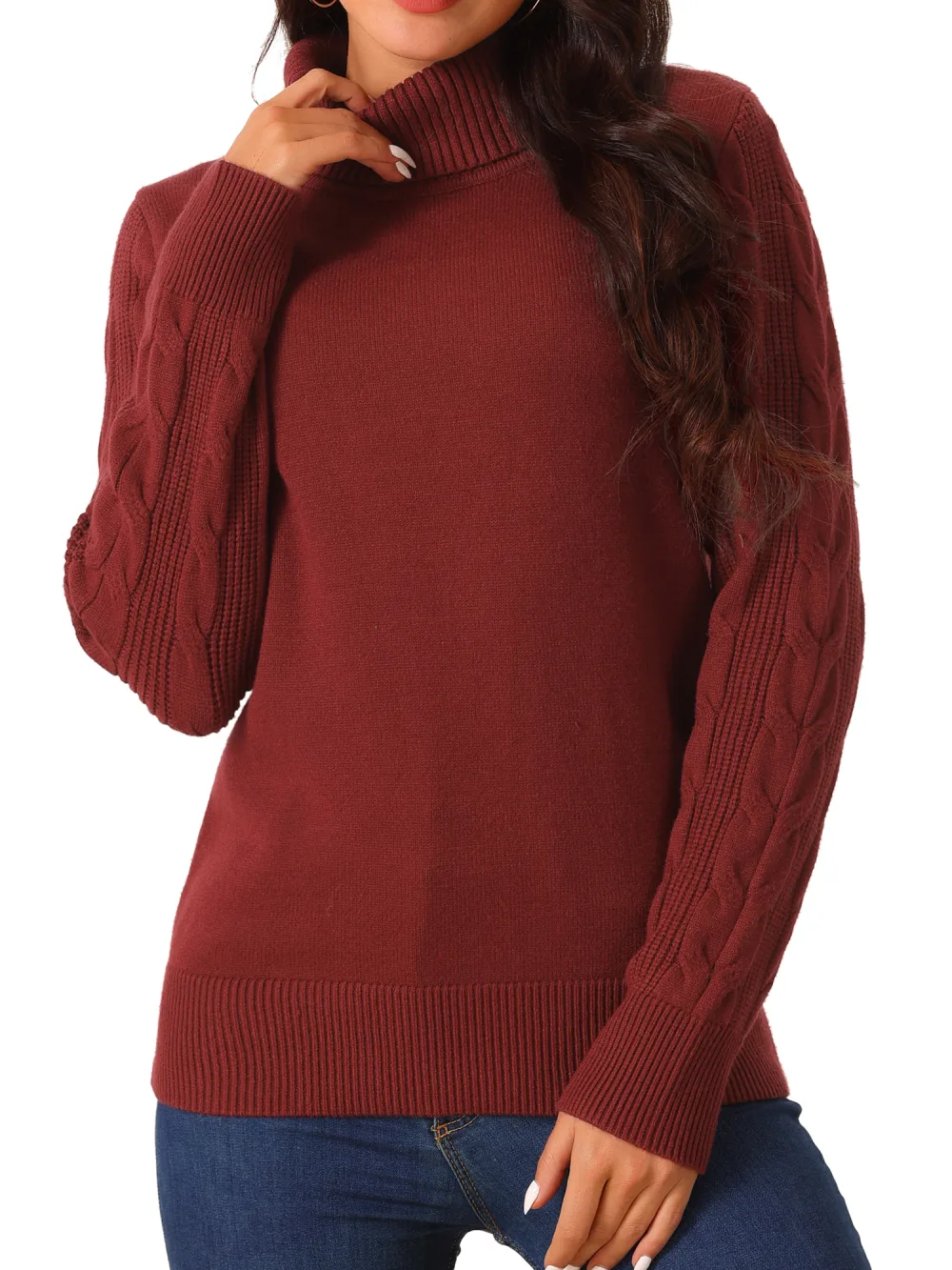 Allegra K - High Neck Casual Pullover Sweater