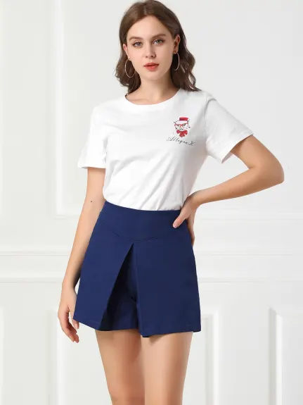 Allegra K - Short trapèze taille haute décontracté uni pour l'été