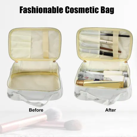 Unique Bargains- Travel Marble Make Up Bag Brush Organizer