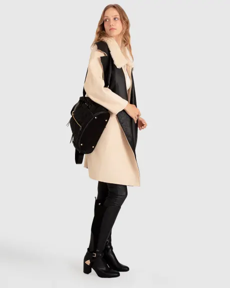 Belle & Bloom Watch Me Go Oversized Leather Trimmed Coat