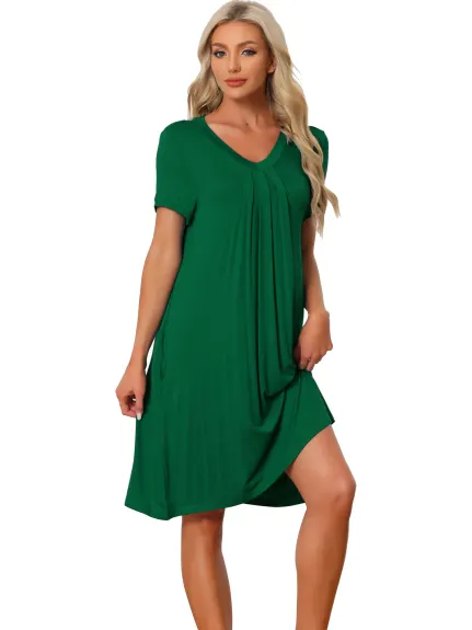 cheibear - Summer V-Neck with Pockets Lounge Nightgown