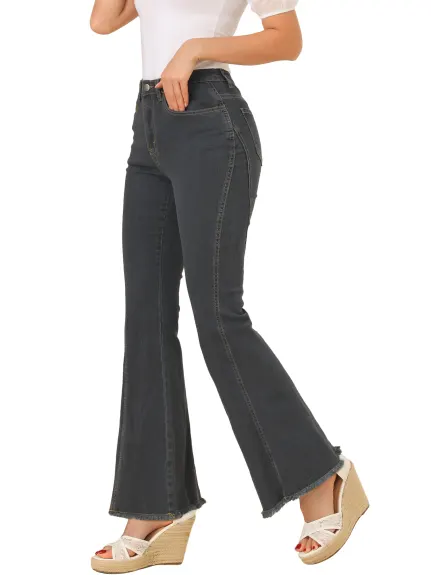 Allegra K - Pantalon en denim vintage Pantalon classique à cloche