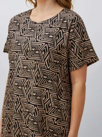 Annick - Eugenie Dress Loose Styled A-Line Geometric Print Black