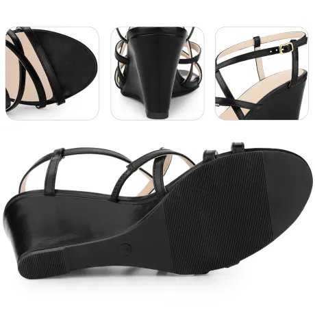 Allegra K- Strappy Slingback Wedges Heel Sandals