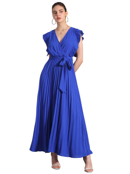 Allegra K - Wrap V-Neck Elegant Maxi Dress