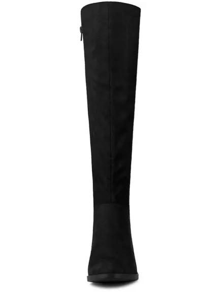 Allegra K- Chunky Heel Casual Zip-up Knee High Boots