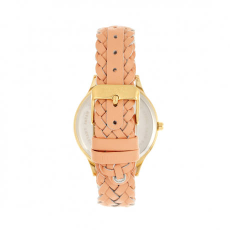 Sophie and Freda - Tucson Leather-Band Watch w/Swarovski Crystals - Gold/Coral