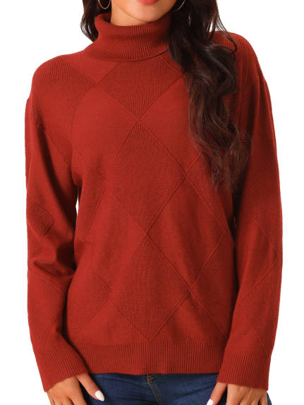 Allegra K -  Basic Knitted Turtleneck Sweater