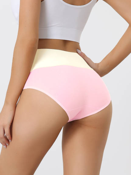 Allegra K- High Waist Cotton Briefs Tummy Control Panties