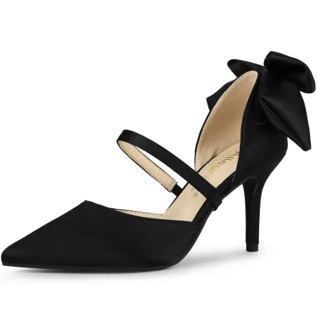 Allegra K - Pointed Toe Bow Decor Stiletto Heel Pump