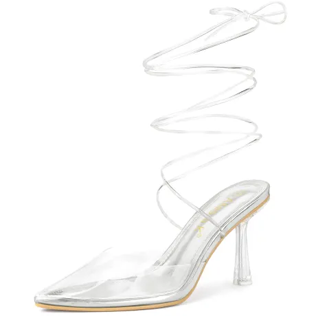 Allegra K - Clear Stiletto Heel Lace-up Pump