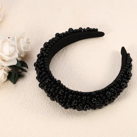 Unique Bargains - Faux Pearls Wide Padded Headband