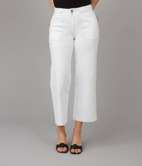 Lola Jeans COLETTE-WHT High Rise Wide Leg Jeans