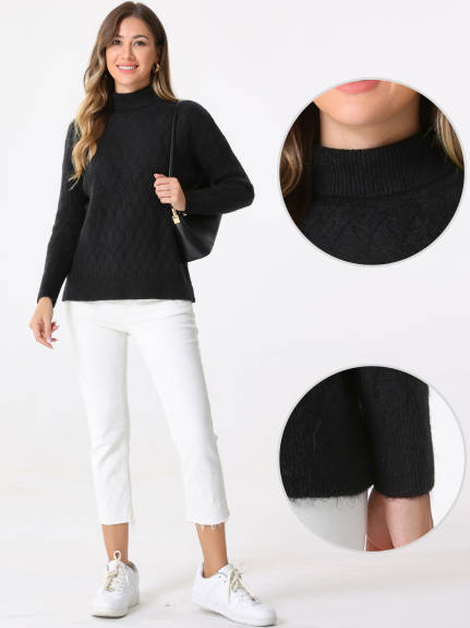 Allegra K - High Neck Ribbed Pullover Sweater