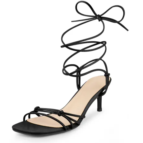 Allegra K- Kitten Heel Square Toe Strappy Sandals