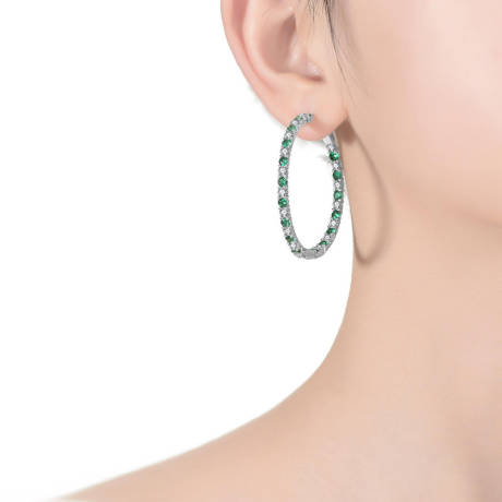 Rachel Glauber Big Hoop with Colored Cubic Zirconia Earrings