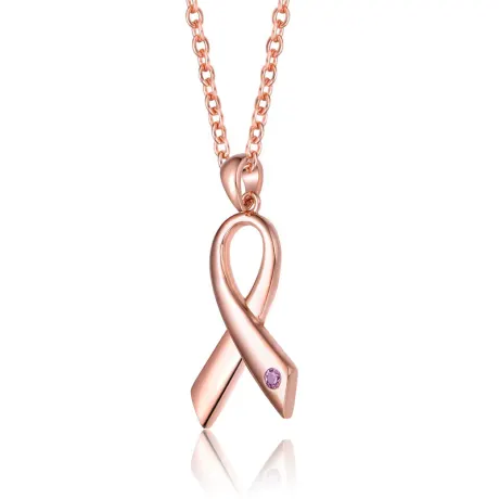 Rachel Glauber 18K Rose Gold Plated Ribbon Pendant Necklace