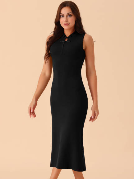 Allegra K - Sleeveless Ribbed Knit Elegant Dress