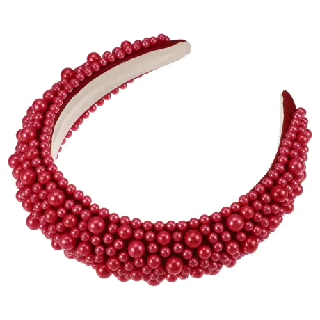 Unique Bargains - Faux Pearls Wide Padded Headband