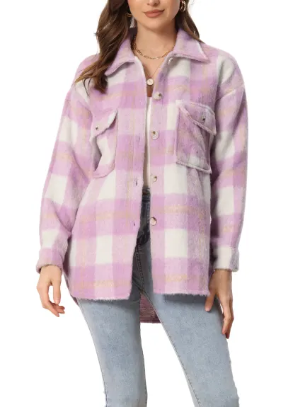 Allegra K- Plaid Shacket Flannel Coats