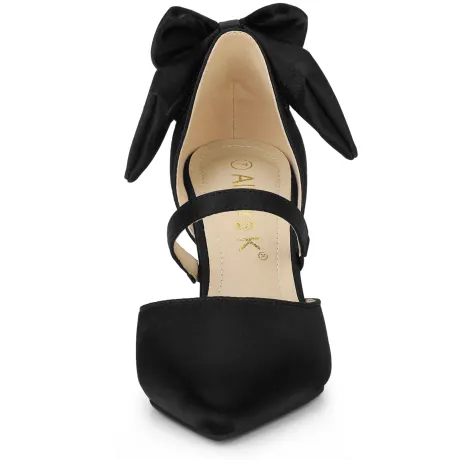 Allegra K - Pointed Toe Bow Decor Stiletto Heel Pump