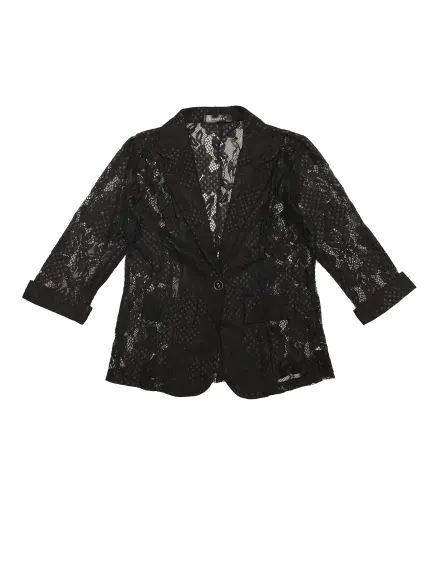 Allegra K - Floral Lace 3/4 Sleeve Casual Blazer