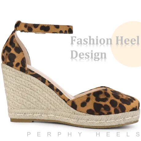 Allegra K - Espadrilles Closed Toe Printed Wedge Sandals