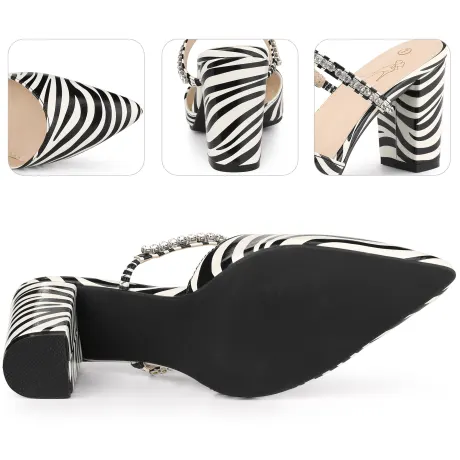 Allegra K- Zebra Print Retro Pointed Toe Heel Mules