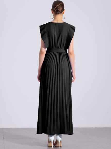 Allegra K - Wrap V-Neck Elegant Maxi Dress