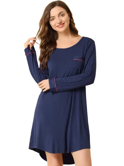 Allegra K- Round Neck Long Sleeve Sleepwear