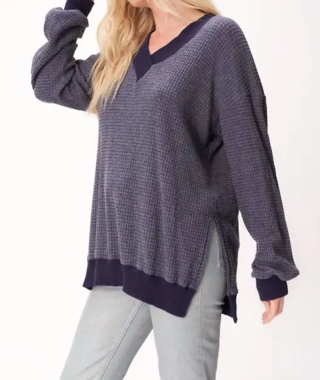 PROJECT SOCIAL T - Brb Cozy Thermal V-Neck Longsleeve Top